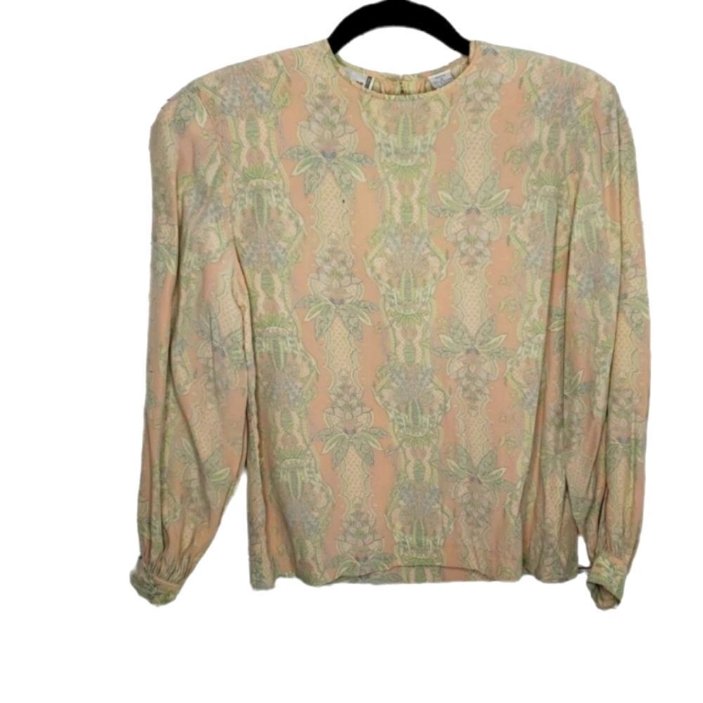 Vintage Dainty Pink Floral Girly Silk Shirt